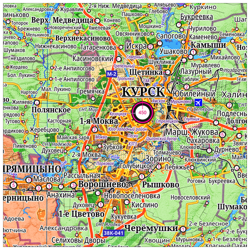 настенная карта курской области 101x162 см с подвесом Настенная карта Курской области, 95x135 см (на баннере)