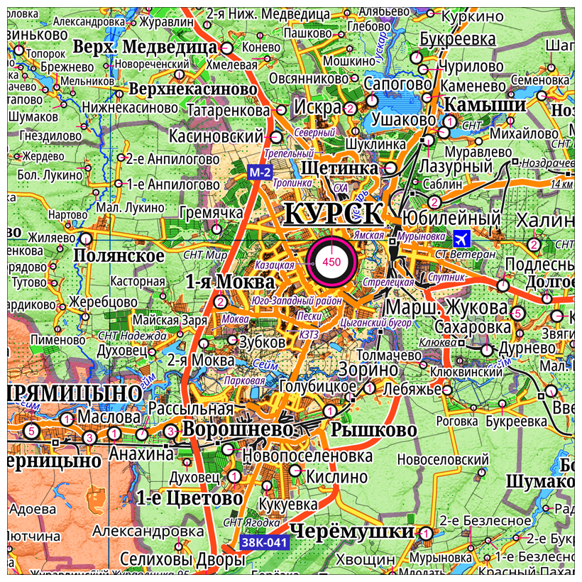 Настенная карта Курской области, 95x135 см (на самоклеющейся пленке)