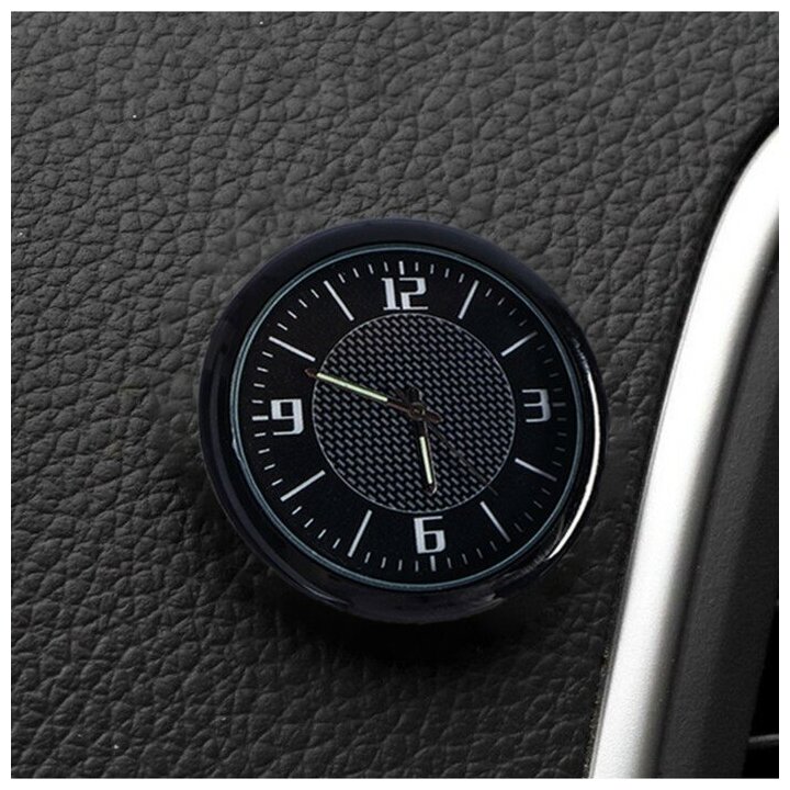 фото Часы автомобильные, внутрисалонные, d 4.5 см, черный циферблат