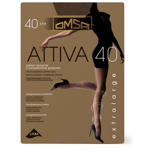 Колготки Omsa Attiva XXL, 40 den, размер 6-XXL, nero