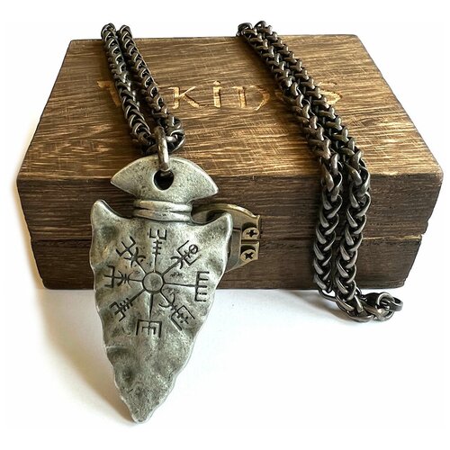 Колье, длина 70 см, серебряный