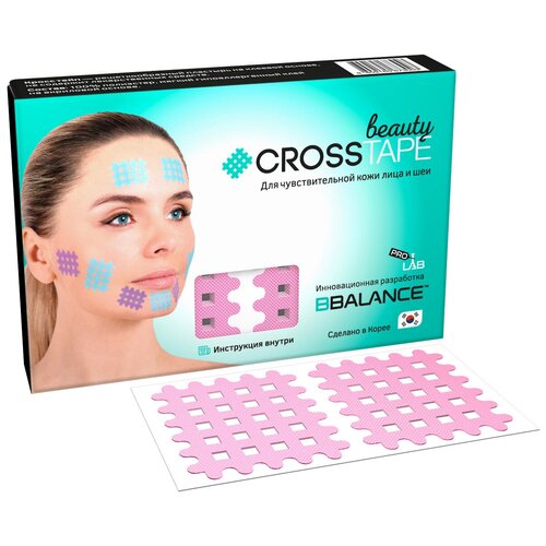 Кросс тейпы для лица CROSS TAPE BEAUTY 4,9 см x 5,2 см (размер C) сакура spiral cross kinesiology tape physical therapy cross tape for pain relief