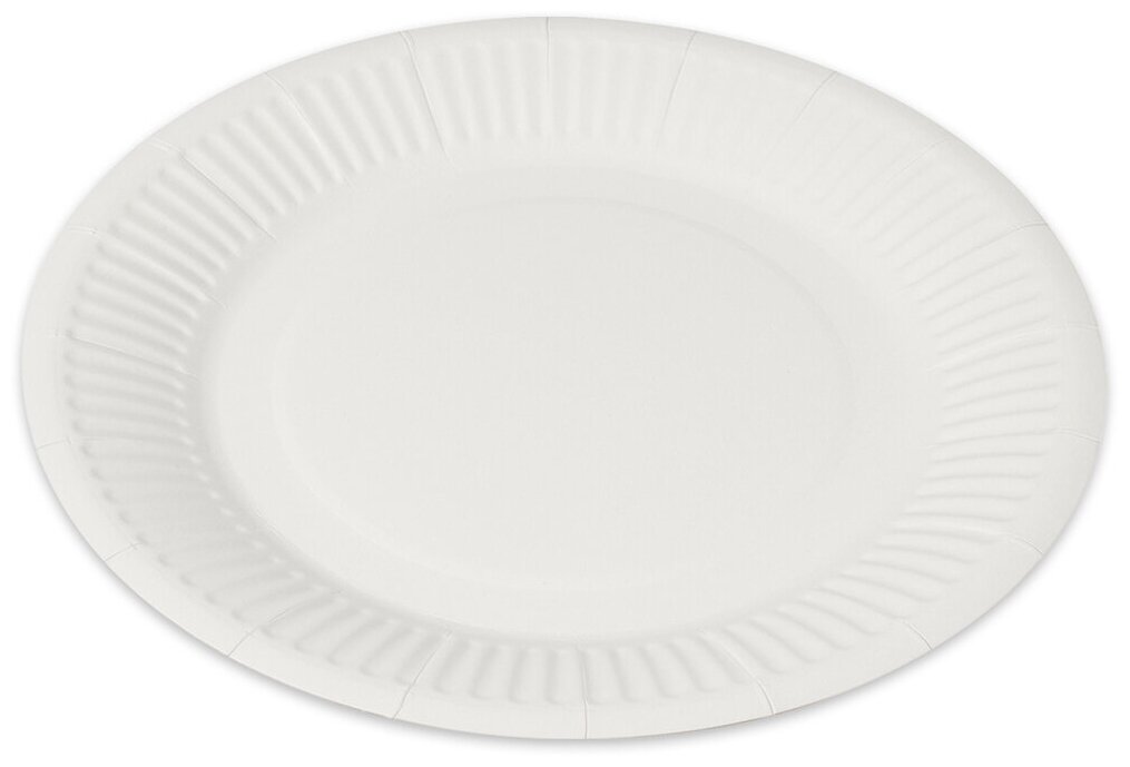Тарелка бумажная мелованная 230 мм белая, 100 шт - фотография № 1