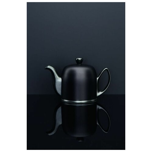 Фарфоровый черный заварочный чайник на 4 чашки с черной крышкой + ситечко Degrenne Salam Mat Black, 700 мл,