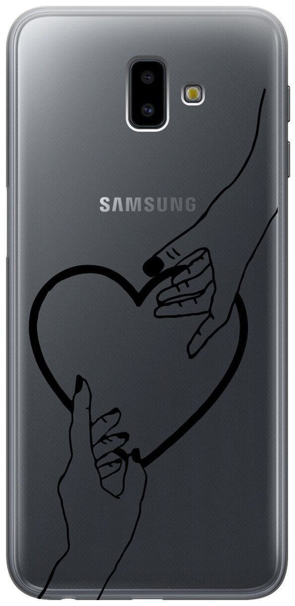 Силиконовый чехол на Samsung Galaxy J6+ (2018), Самсунг Джей 6 плюс с 3D принтом "Hands" прозрачный