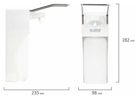 Дозатор локтевой для антисептика и мыла универсальный, с еврофлаконом 1 л, LAIMA, ABS-пластик, 607326 - фотография № 8
