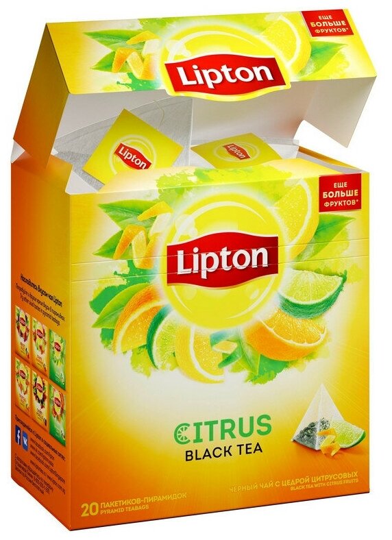 Lipton черный чай в пирамидках Citrus с цедрой цитрусовых 20 шт - фотография № 12