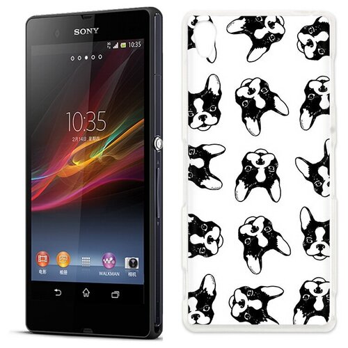 Чехол задняя-панель-накладка-бампер MyPads черно белые собачки для Sony Xperia Z L36h противоударный