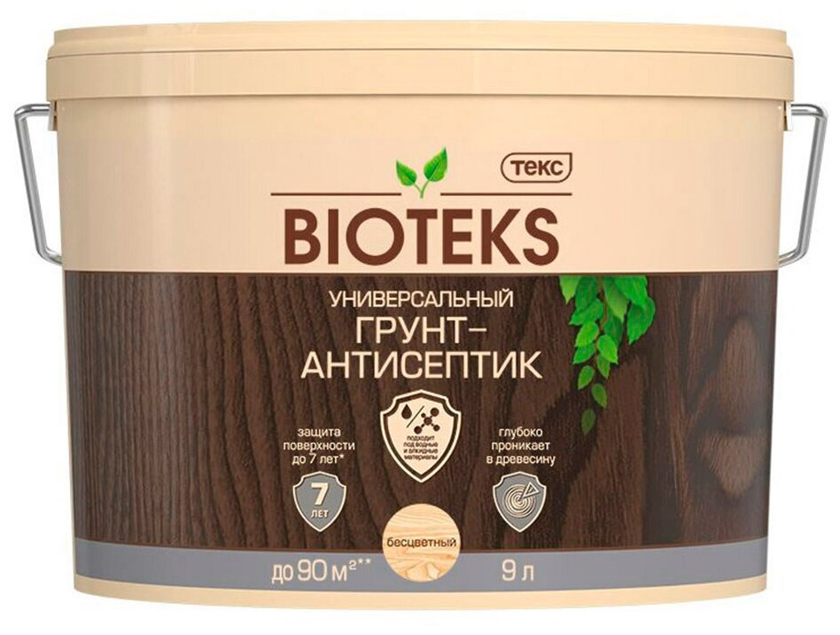 Антисептик Текс Bioteks грунтовочный для дерева бесцветный 9 л