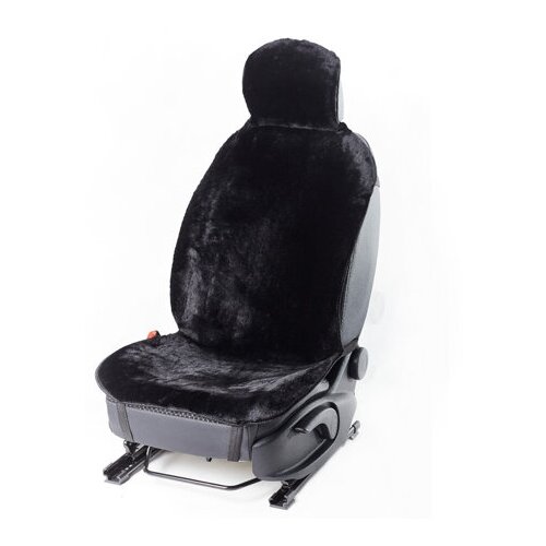 Накидки на сиденья искусственный мех черный, на перед. сиденья, 2 шт, силиконовая подложка