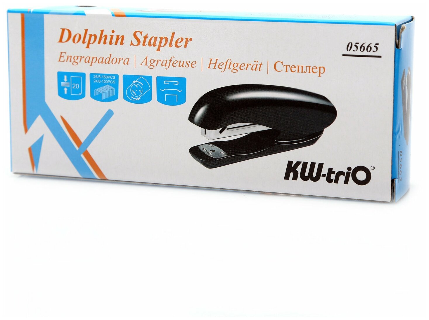Степлер KW-trio 5665 Dolphin Half-strip 24/6 до 20 листов 150 скоб .
