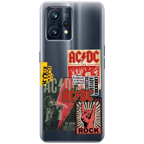 Силиконовый чехол с принтом AC/DC Stickers для Realme 9 Pro+ / Рилми 9 Про+ силиконовый чехол с принтом camomiles для realme 9 pro рилми 9 про