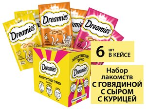 Лакомство для кошек  Dreamies Аппетитное трио, 360 г (шоу бокс) ассорти