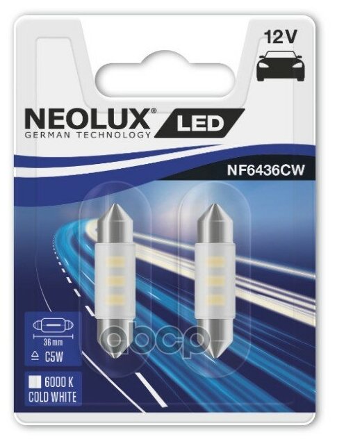 Лампа Neolux Светодиодная C5w Sv8.5 0.5w Neolux арт. NF6436CW02B