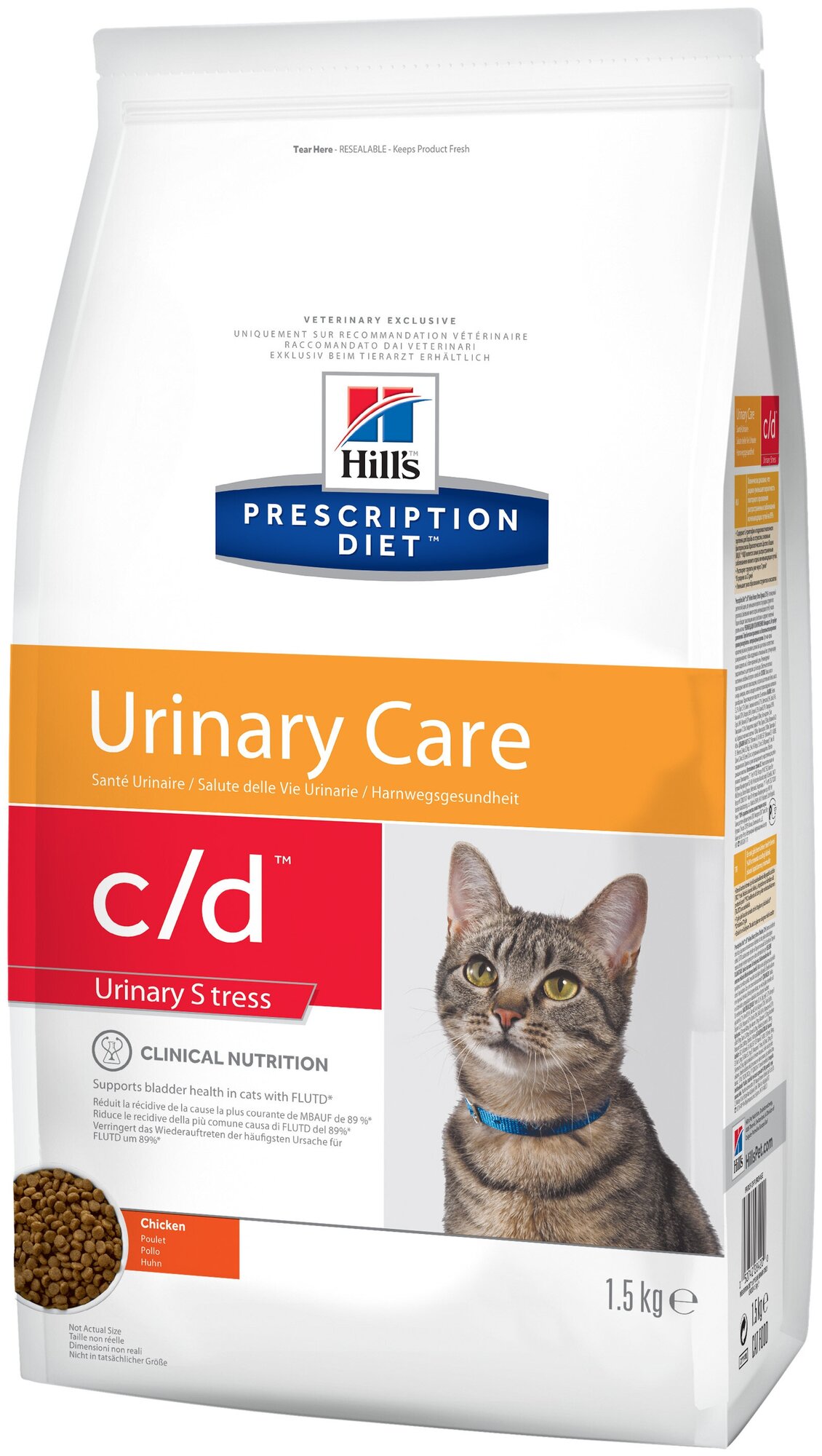 Сухой корм для кошек Hill's C/D Feline Urinary Stress лечение цистита и МКБ, с курицей 1.5 кг - фотография № 2