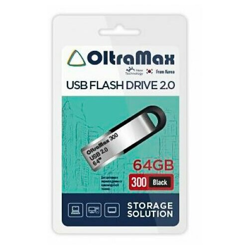 USB Flash Drive 64Gb - OltraMax 300 OM-64GB-300-Black 64gb oltramax 300 om 64gb 300 black