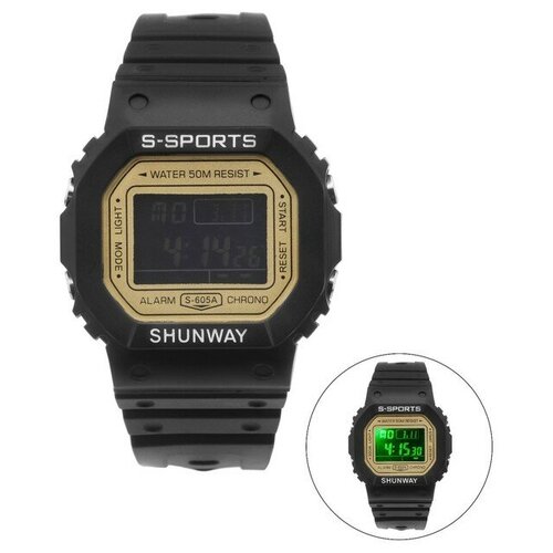 — Часы наручные электронные Shunway S-605A, d4 см, с будильником, микс