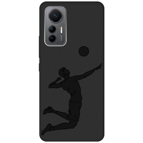 Матовый чехол Volleyball для Xiaomi 12 Lite / Сяоми 12 Лайт с 3D эффектом черный матовый чехол sunflowers для xiaomi 12 lite сяоми 12 лайт с 3d эффектом черный