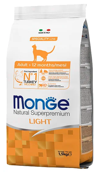Monge Cat Speciality Light низкокалорийный корм для кошек с индейкой 1,5 кг - фотография № 19