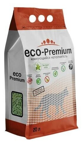 Комкующийся наполнитель, древесный с запахом алоэ ECO-Premium, светло-зеленый 7,6 кг, 20 л - фотография № 3
