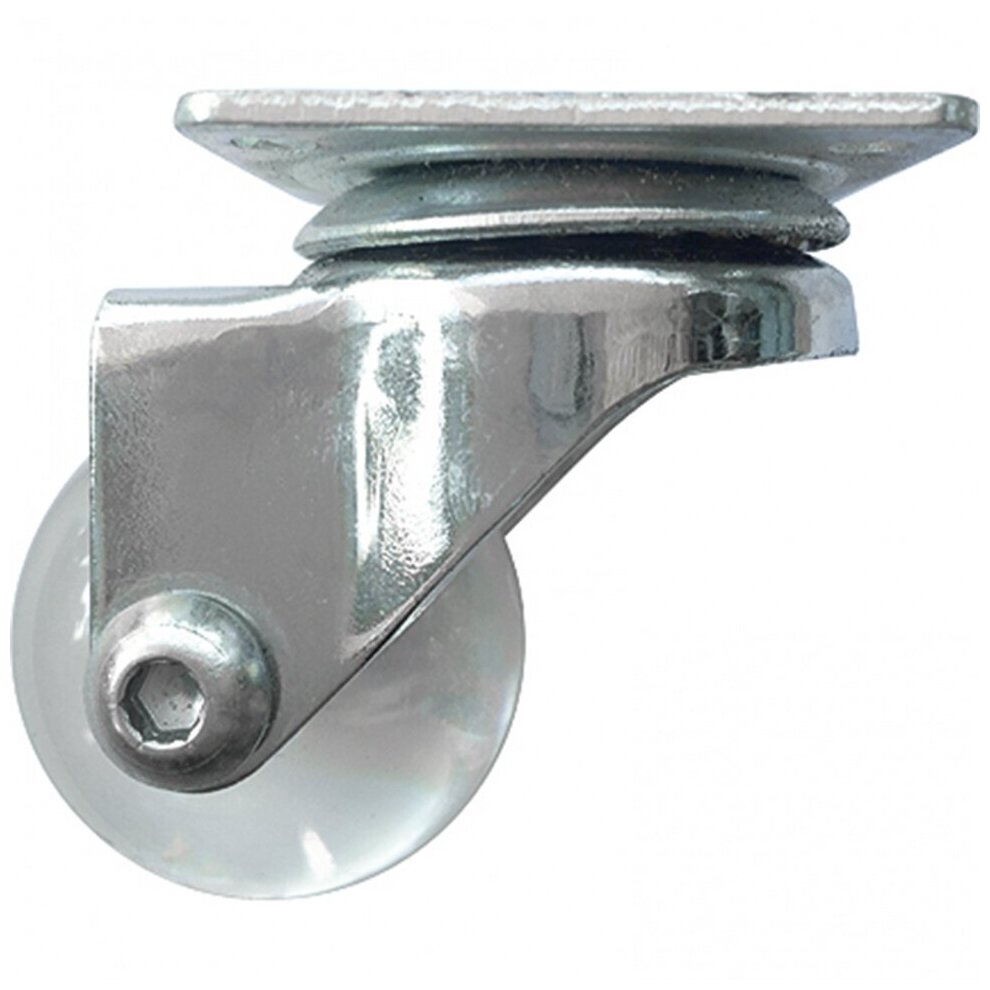 фото Колесо ПУ прозрачное поворотное Сибртех диаметр 35мм крепление платформенное 68731