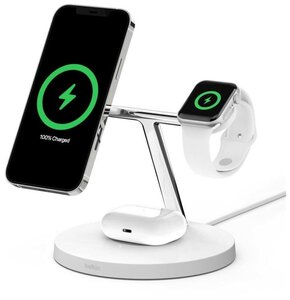 Фото Беспроводная зарядная станция Belkin BOOST CHARGE PRO 3-в-1 iPhone + Apple Watch + AirPods MagSafe White