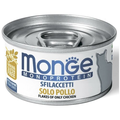 MONGE Cat Monoprotein хлопья для кошек из курицы 80 г (24 шт)