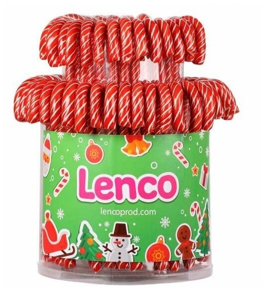 Карамель леденцовая Lenco "Трость", со вкусом бабл-гам и клубники, 28 г - фотография № 1