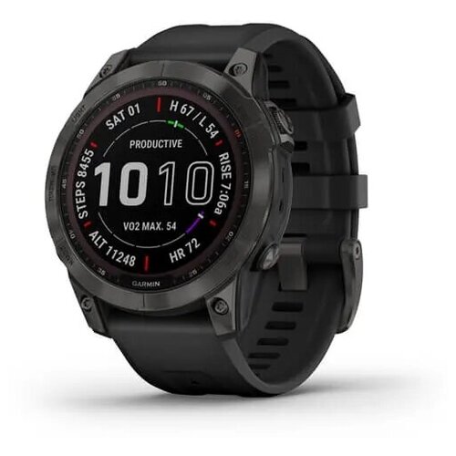 Умные часы Garmin Fenix 7 Sapphire Solar Carbon Gray DLC Titanium with Black Band