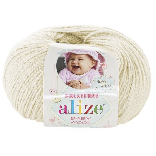 Пряжа Alize Baby wool (ализе беби вул), 40% шерсть, 20% бамбук, 40% акрил, 491 миндаль, 1 моток