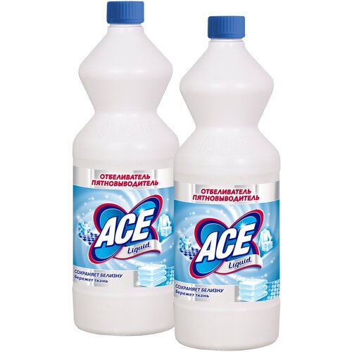 Отбеливатель пятновыводитель Ace Liquid, ультра-белизна жидкий дезинфицирующий для белых тканей 2х1 л