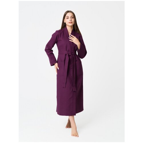 фото Женский вафельный халат с планкой, сухая роза росхалат