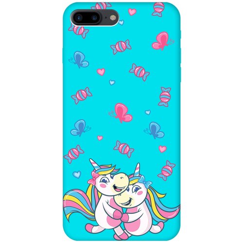 Силиконовый чехол на Apple iPhone 8 Plus / 7 Plus / Эпл Айфон 7 Плюс / 8 Плюс с рисунком Unicorns and Candies Soft Touch бирюзовый силиконовый чехол на apple iphone 14 plus эпл айфон 14 плюс с рисунком unicorns and candies