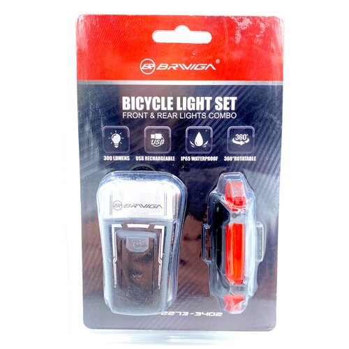 Комплект фонарей Briviga USB Bike Light Set EBL-2273 / EBL-3402 (350/15 lm) фара передняя на велосипед usb зарядка