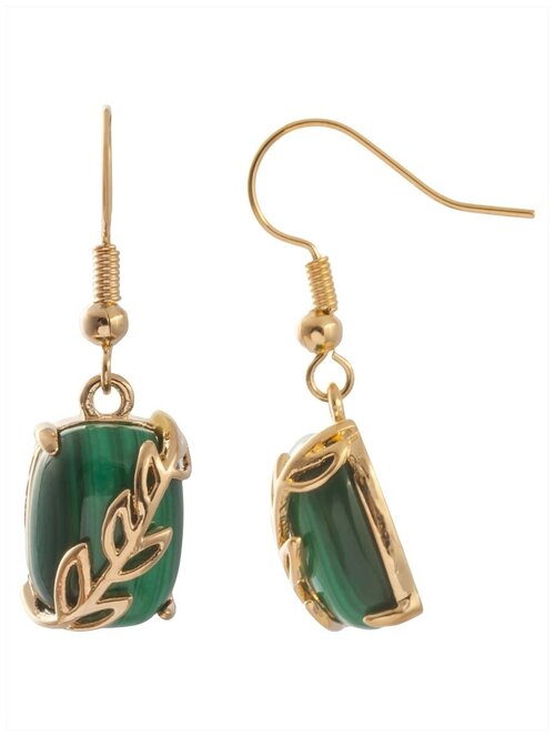 Серьги Lotus Jewelry, малахит, зеленый