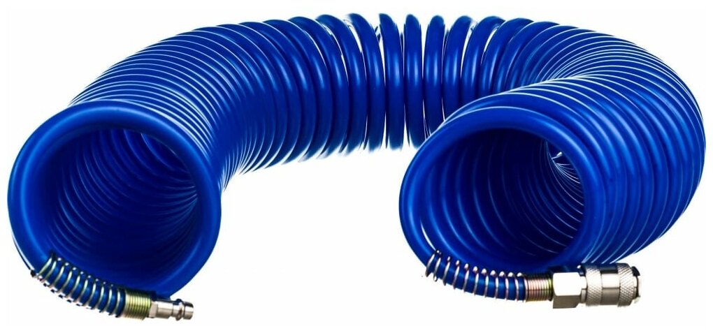 Pegas pneumatic Шланг спиральный синий с быстросъемными соединениями профи 15м 8х12мм 20бар 4913