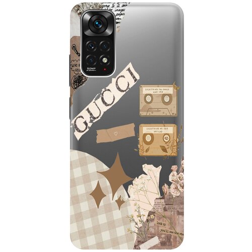 Силиконовый чехол на Xiaomi Redmi Note 11, Note 11S, Сяоми Редми Ноут 11, Ноут 11С с 3D принтом GUCCI Stickers прозрачный чехол книжка на xiaomi redmi note 11 note 11s сяоми редми ноут 11 ноут 11с с 3d принтом beatles stickers черный