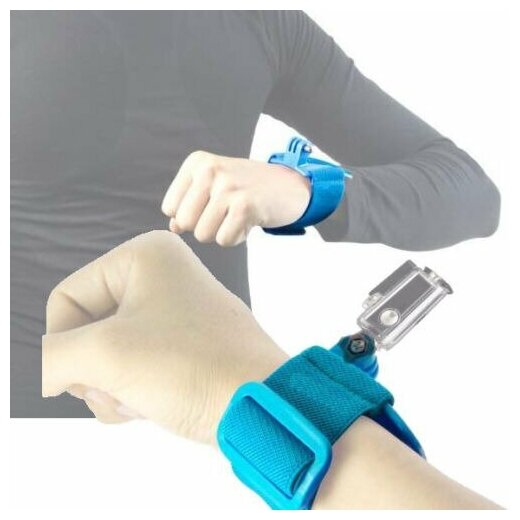 Крепление на руку Wrist strap для экшн-камер GoPro, DJI Osmo Action (синий цвет)