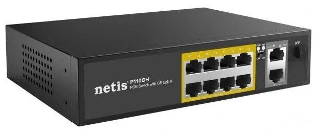 Netis P110GH 10-портовый неуправляемый PoE коммутатор 2Gigabit Ethernet Uplink 8FE PoE 8023af8023at SFP порт