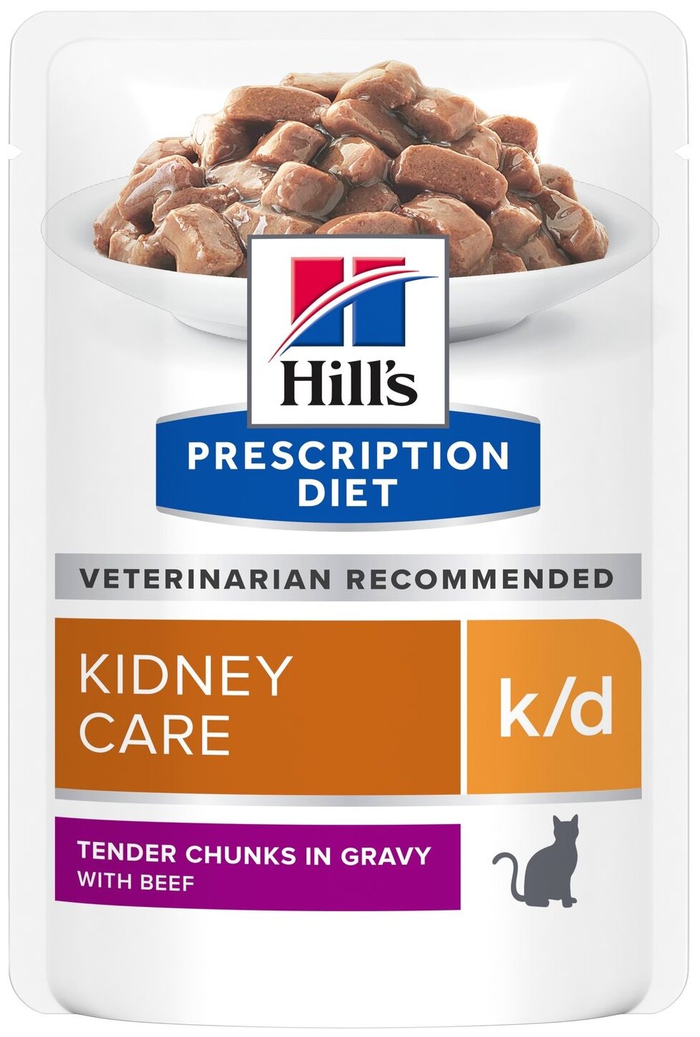 корм для кошек Hill's Prescription Diet K/D при проблемах с почками с говядиной (кусочки в желе)