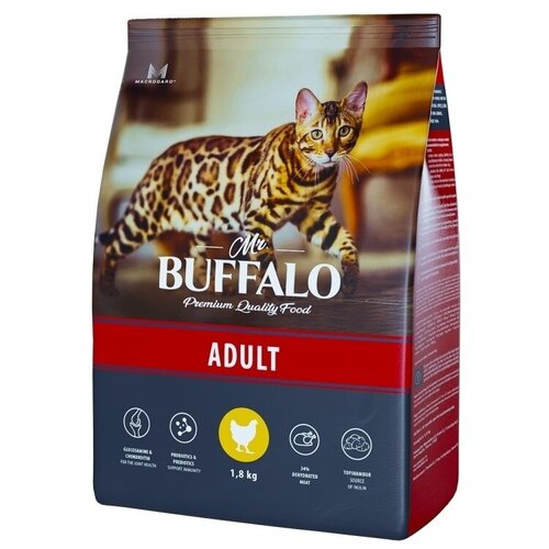 Mr.Buffalo Adult (Баффало) 1шт -1,8кг курица сухой для кошек