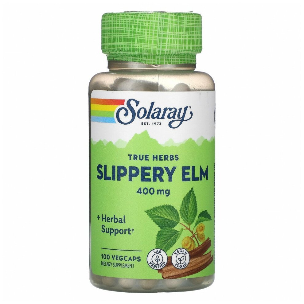 Solaray Products Slippery Elm - Вяз ржавый 400 мг 100 вегетарианских капсул