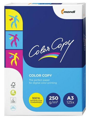 Бумага COLOR COPY, А3 (297х420), 250 г/м2, 125 л, для полноцветной лазерной печати, А++, 161% (CIE)