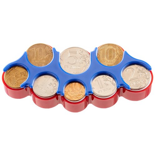 фото Монетница / кошелек для монет / монетник пластиковый, синий с красным vevoxo