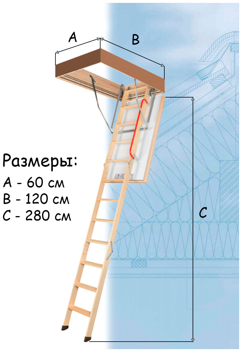 Суперэнергосберегающая чердачная лестница FAKRO LWT, 70х120х280 см, - фотография № 13