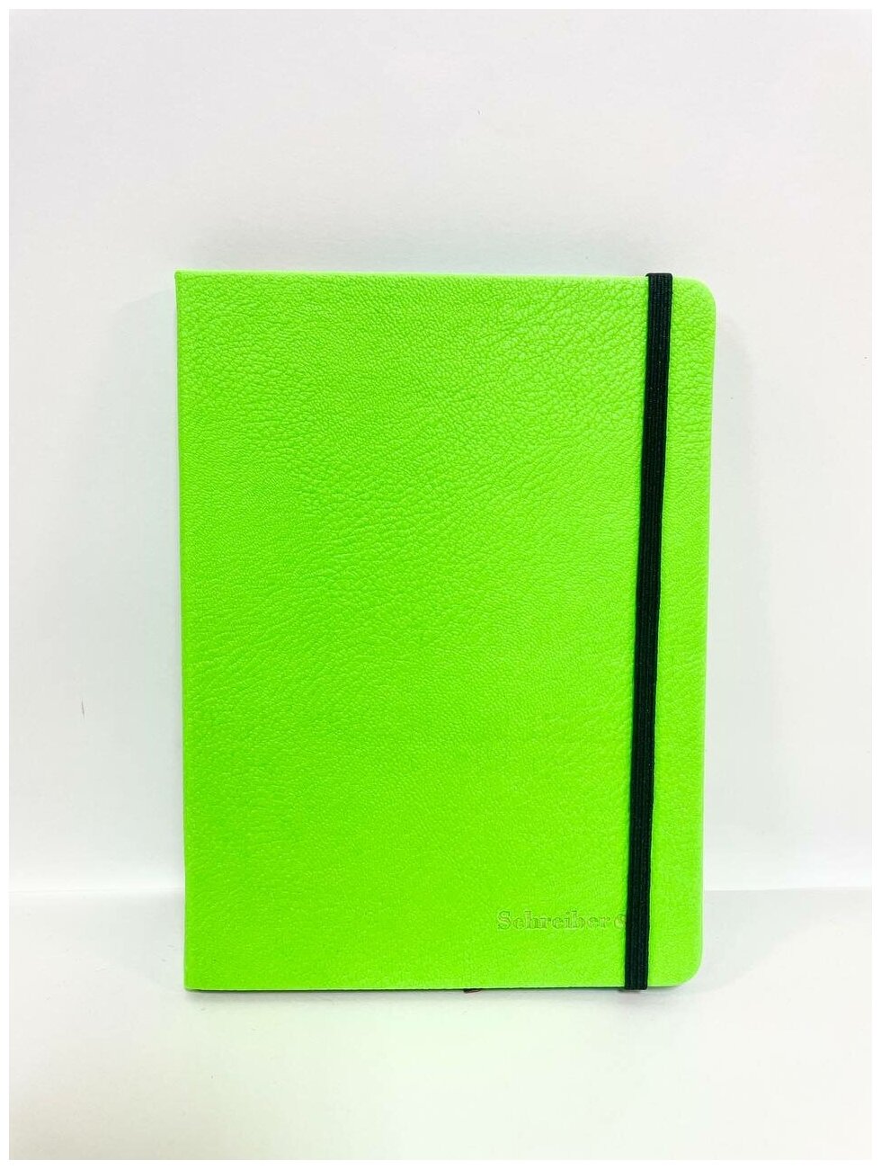 Бизнес-блокнот А6+/записная книжка на резинке Schreiber неон Зеленый (130х180 мм) в клетку, 200 страниц, обложка твердая под кожу