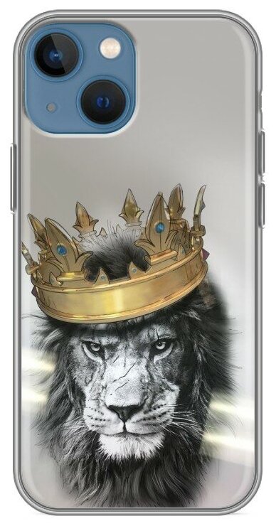 Дизайнерский силиконовый чехол для Айфон 13 мини / Iphone 13 Mini Лев с короной