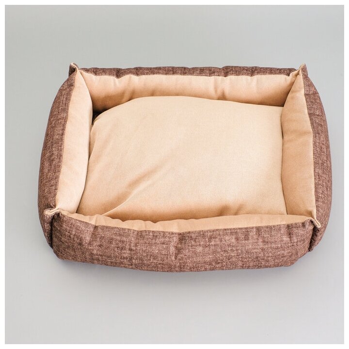 Лежанка под замшу с двусторонней подушкой, 54 х 42 х 11 см, мебельная ткань, микс цветов - фотография № 4