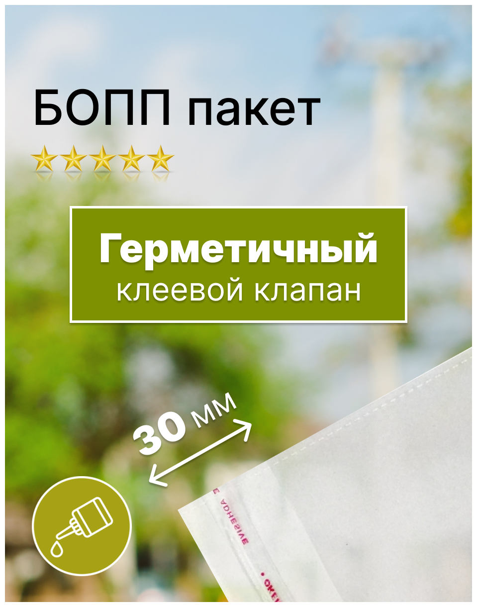 Пакет фасовочный полипропиленовый 30х45 см. бопп, клапан 3 см. со скотчем (25 мкм.)(100 штук в упаковке), 1 упаковка - фотография № 3