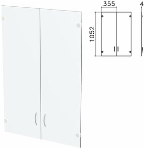 Дверь стекло средняя "Бюджет", комплект 2 шт, 355х4х1052 мм, без фурнитуры, 402655-760 - 1 шт.